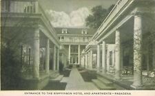 Pasadena California~Simpkinson Hotel Entrance~c1910 Postcard picture