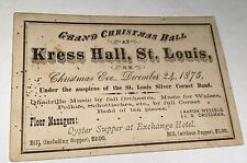 Rare Antique Victorian American Grand Christmas Ball Ticket Card St. Louis 1875 picture