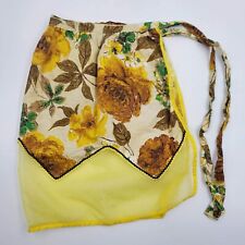 Vintage Yellow Floral MCM Organza Cotton Half Apron Reversible Pockets Ricrac picture
