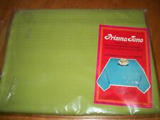 Vintage Prisma Tone Olive Green 12 Serving Oblong Fabric Tablecloth ~60