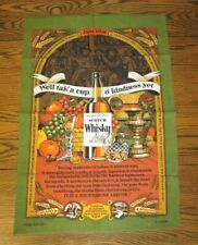 Vintage Scotch Whiskey Tea Towel Cotton Britain Cup O Kindness Auld Lang Syne picture
