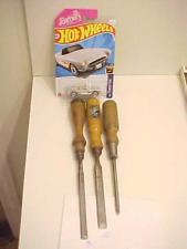 3 Vintage Wood Handle tools Phillips Screwdriver 2 chisels steelcraft  greenlee picture