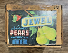 Vintage Jewel Brand Yakima Pears Paper Label Wood Fruit Crate1 9x12x9 picture