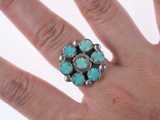 Vintage Zuni carved turquoise cluster ring sterling picture