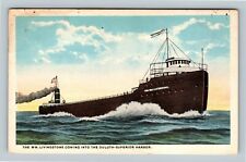 Duluth-Superior Harbor WI, Livingstone Coming Into, Wisconsin Vintage Postcard picture