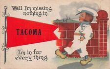 Tacoma WA Washington Pennon Pennant Cook Chef Wooden Clogs TP Co Vtg Postcard O2 picture