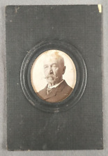 Dapper Gentleman Suit Handlebar Mustache Small Antique Cabinet Card Photo P033 picture
