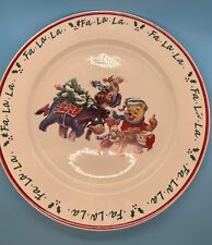 Vintage Disney Winnie The Pooh Fa La La Christmas Platter Serving Plate 13.25” picture