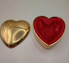 Vintage Gold Tone Heart Shaped Trinket Jewelry Box 