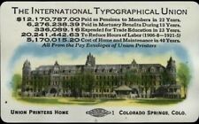 INT'L TYPOGRAPHICAL UNION PRINTERS HOME TB COLORADO SPRINGS 1931 WALLET CALENDAR picture