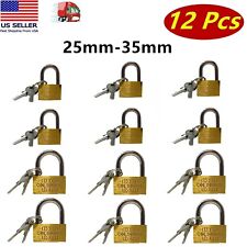 12 Pcs Small Metal Padlock 25mm-35mm Mini Brass Lock With Different Keys picture