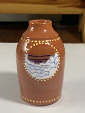 Vintage Rustic French Country Redware Glazed Pottery Vase~Studio Pottery Signed picture