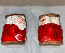 RARE Japan 1950's Santa & Mrs. Claus in Bed Sleeping Salt Vintge Pepper Shakers picture