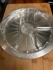 Vintage Aluminum Tray & Clear Glass Divided Appetizer Dish picture