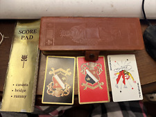Vintage Redislip Red & Black Playing Cards Tooled King Leather Case picture