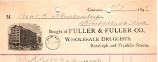 Vintage BILL HEAD*1895 FULLER & FULLER WHOLESALE DRUGGISTS*medical*CHICAGO *J picture