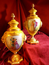 Pr. Mid 19th C Sevres Style Yellow Ground Bronze Mounted Urns picture