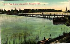 Vintage Postcard- 5107. New Bridge, Lake Harbor, Muskegon, MI. Posted 1911 picture