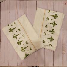 Vintage Hope Luxury-Cale Fine Combed Percale Pillowcases Green  Fleur Di Lis picture