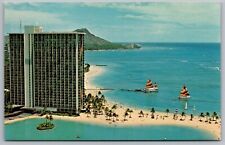 Hilton Hawaiian Village Honolulu Hawaii HI Beach Postcard UNP VTG Mike Roberts picture