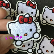 10pcs Cute Red Bow Hello Kitty Embroidery Patch Self-adhesive Applique Sewing picture