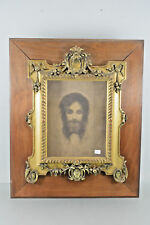Rare Religious wall wood plaque panel christ portrait  picture