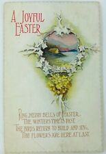 Vintage Easter Postcard A Joyful Easter Leaves Country Scene Embossed 1918 picture