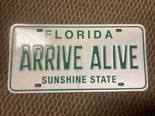 Florida Arrive Alive Green White Booster License Plate Sunshine State FHP Tag FL picture