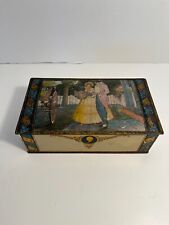 Antique Canco Candy Tin Advertisement Box Couple Courting Scene Victorian Attire picture