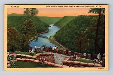 Hawk's Nest Rock State Park WV-West Virginia, Canyon, Vintage c1943 Postcard picture