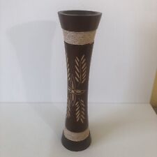 Mang Wood Vase Hand Carved Signed By L. R. picture