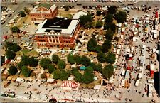 Mangum OK Aerial Courthouse Square During Rattlesnake Derby & Flea Mkt Postcard picture