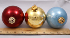 Vintage Glass Christmas Ornaments Lot of 3 West Germany Round 3