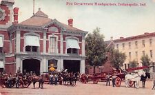 Indianapolis IN Indiana Fire Department Horse Drawn Fire Engine Vtg Postcard C51 picture