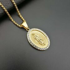 18K Gold Plated Crystal CZ Virgin Mary Pendant Necklace Gold Mother Blessed Holy picture
