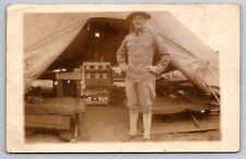 Military Man in Camp Sparta Wisconsin WI c1910 Real Photo RPPC picture