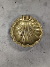 Vintage Art Deco Solid Brass Metal Cast Seashell Clam Candy Coin Dish 4
