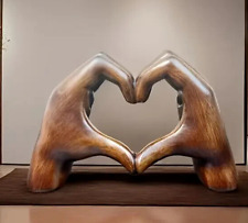 Charming Imitation Wood Pattern Love Hand Decoration, Resin Statue Craft picture
