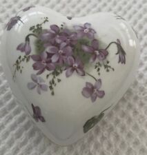 Vtg Victorian Violets Heart Shaped Jewelry Or Other Box picture