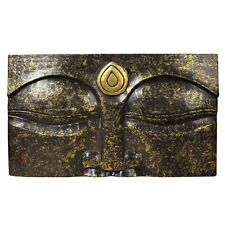 Detail Wood Carving Buddha's Eye Of Wisdom Art Panel Wall Decor n266 picture