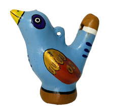 Bird Water Whistle Flute Blue with Red & Gold Wings Handmade in Peru Small 2.5