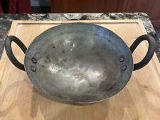 VTG Rustic Iron Kadhai/ Wok, 9.5”, With Hand Hammered Bell Shaped Handles picture