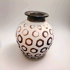 Peruvian Pottery Segundo Carmen Chulucanas Folk Art Brown Beige Vase 6
