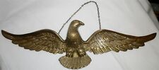 VINTAGE SOLID BRASS AMERICAN EAGLE SPREAD WINGS CHAIN WALL HANGING picture