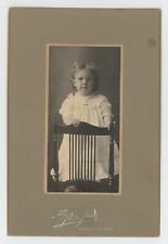 Antique c1890s Cabinet Card Cute Little Girl Standing On Chair Gloucester, MA picture