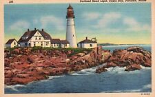 Postcard ME Portland Head Light Maine Casco Bay 1934 Linen Vintage PC H3486 picture