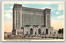 Detroit MI Michigan - New Michigan Central Station - Train - Postcard - 1921 picture