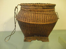 Vintage Antique Oriental Asian Fish Tea Collection Footed Basket w/ Lid 11