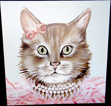 Cat Canvas Wall Art Frou Frou Kitty Danielle Murray Brown Tabby in Pearls 12x12 picture