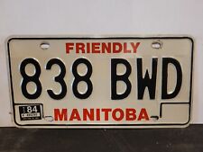 1984 Manitoba License Plate Tag Original. picture